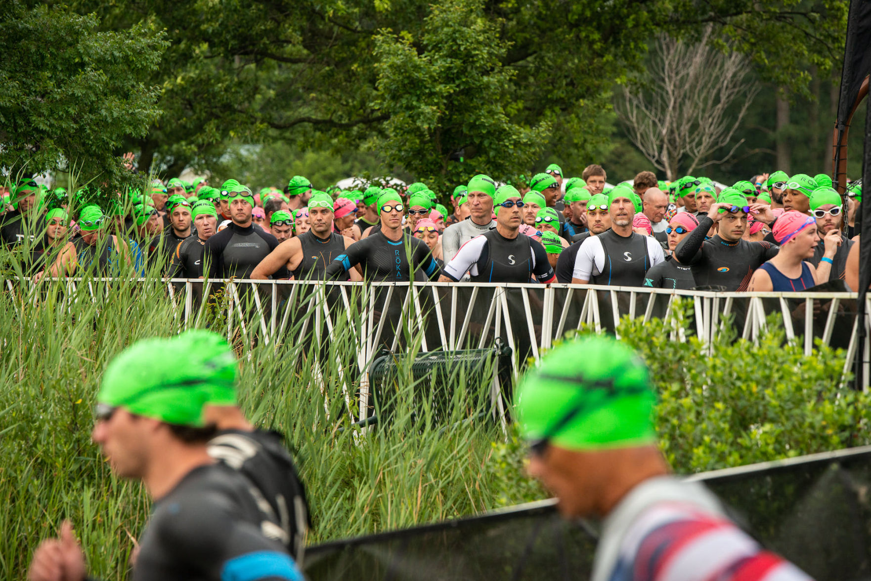 2021 Eagleman race swimmers wait